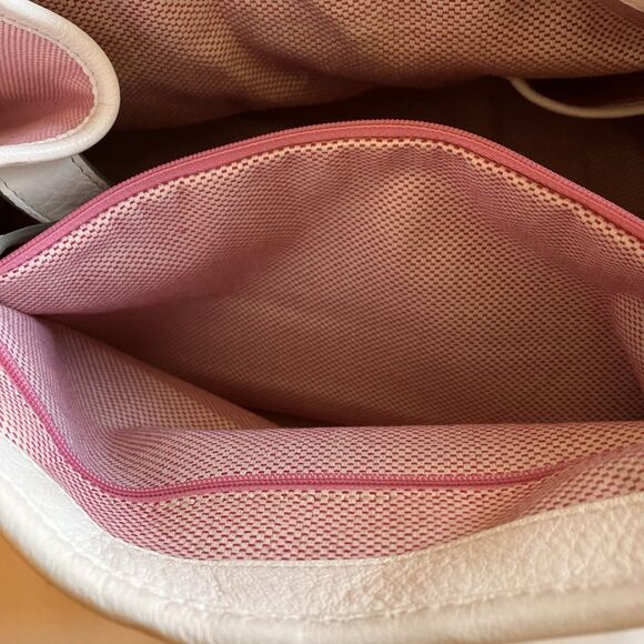 Dooney & Bourke Signature Large Logo Lock Canvas Hobo Shoulder Bag Pink White - Picture 12 of 16